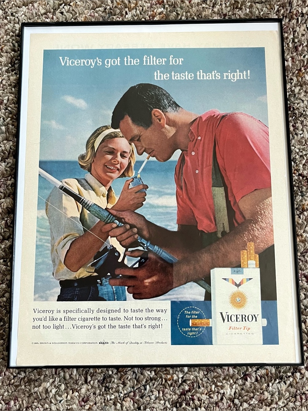 Vintage Viceroy Cigarettes Print Framed Size 11x14